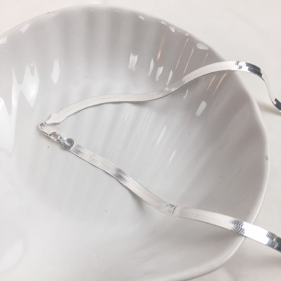 925 Herringbone Silver Chain Herringbone Silver Chain Necklace Herringbone Chain - Picture 6 of 7